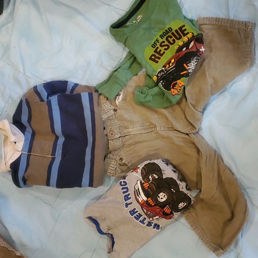 Boys size 4/Small clothes- 4 pieces, 3 long sleeve shirts, 1 pants